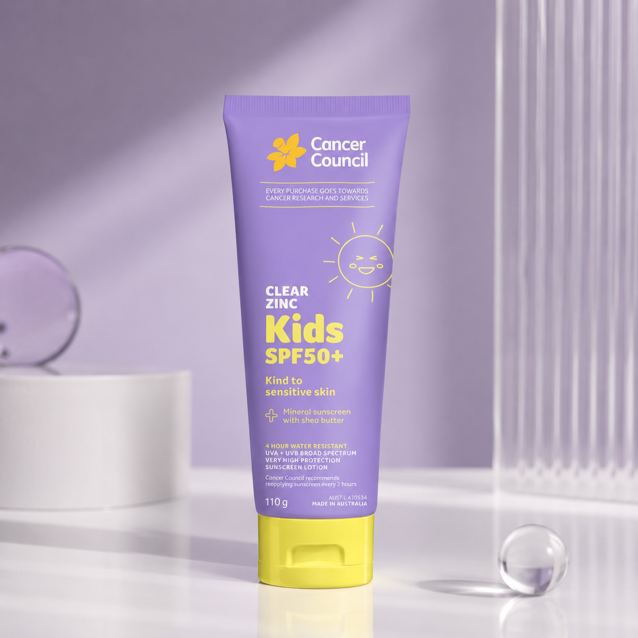 Cancer Council SPF50+ 兒童清透物理防曬乳 110g