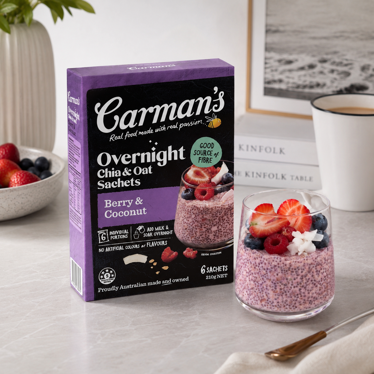 Carman’s 隔夜奇亞燕麥莓果椰子杯 6入