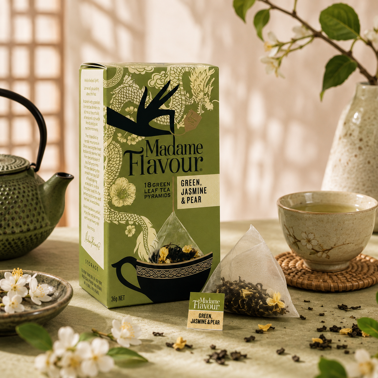 Madame Flavour 茉莉青茶 × 洋梨茶包 18入