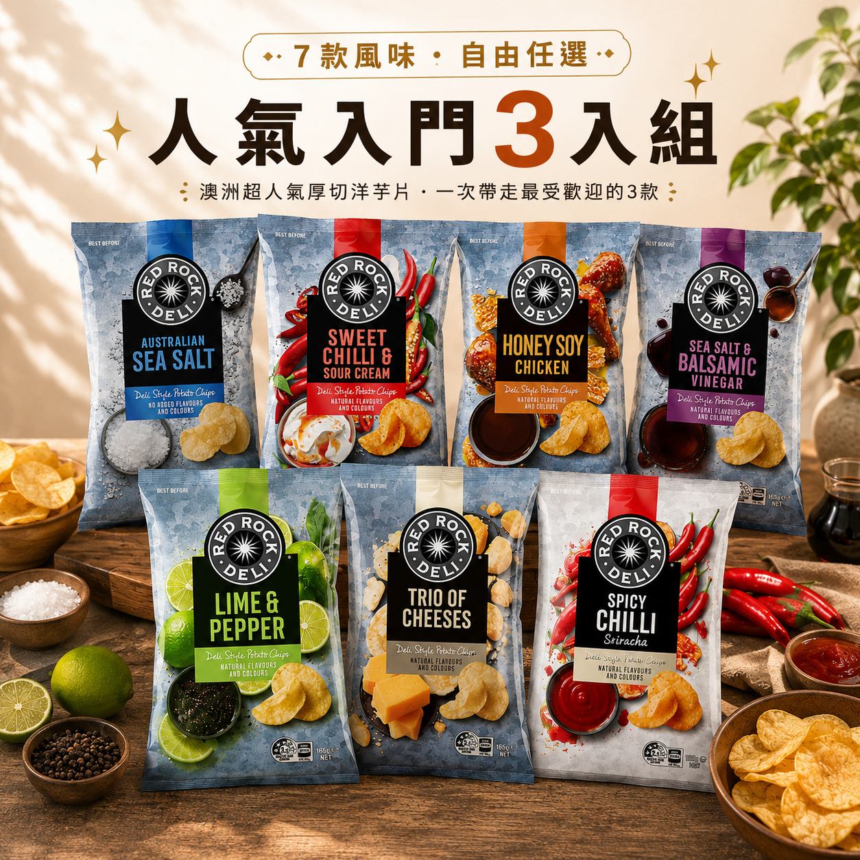 Red Rock Deli 厚切洋芋片｜自由選3入